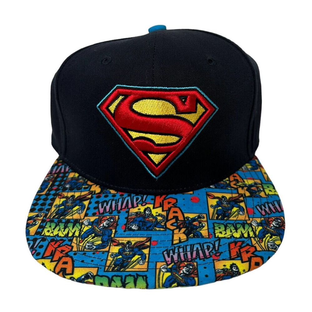 NEW DC Comics Superman Snapback Cap Adjustable Whap Bam Krack Comic Print Adult